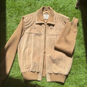Tan Suede Bomber Jacket